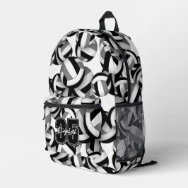 Schwarz-Grau-Volleyball-Mannschaftsfarben gemuster Bedruckter Rucksack