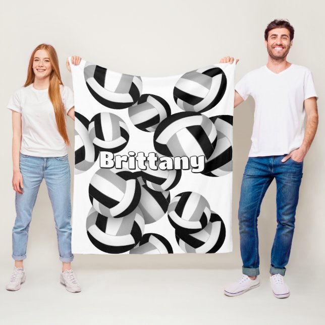 Schwarz-Grau-Volleyballs Mädcheneinrichtung Fleecedecke (Beispiel)