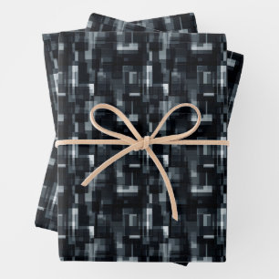 Schwarz/Grau/Weiß Abstrakt Geschenkpapier Set