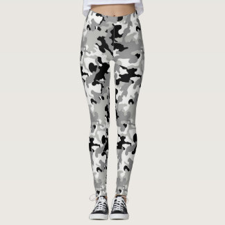 Schwarz-Grau-Weiß-Camouflage - Legierung Leggings