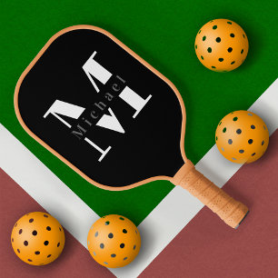 Schwarz-Grau-Weiß-Moderne Klassischer einfacher Pickleball Schläger