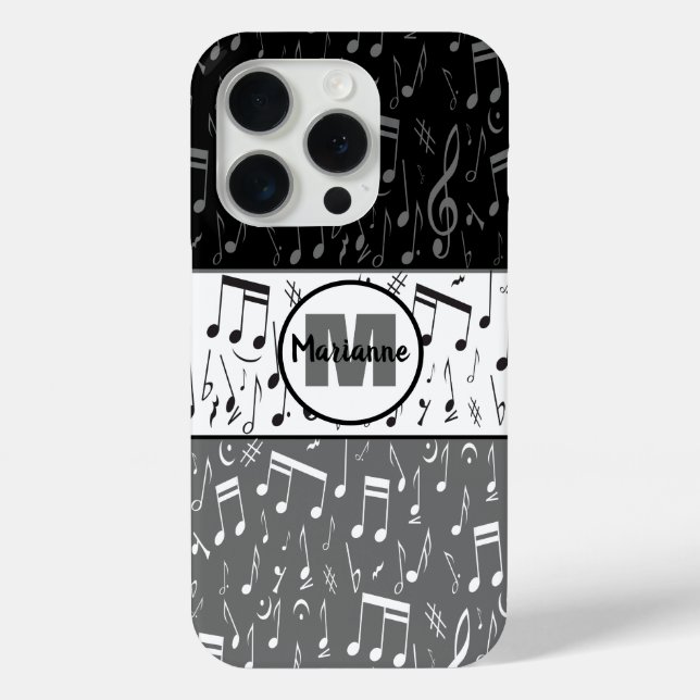 Schwarz-Grau-Weiß-Musiknoten Case-Mate-iPhone Case-Mate iPhone Hülle (Rückseite)