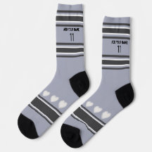 Schwarz, grau, weiß - Name Nummer Herz Socken