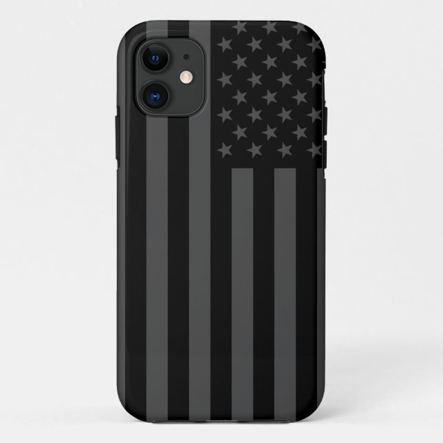 Schwarz-Graue amerikanische Flagge verblasst Case-Mate iPhone Hülle (Rückseite)