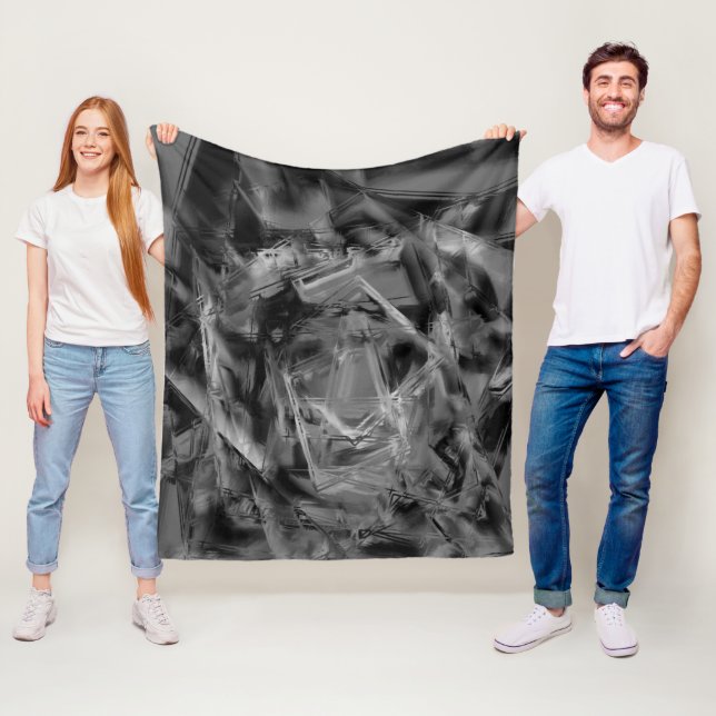 Schwarz-graue Farbquadrate, 'falsche Pinselstriche Fleecedecke (Beispiel)