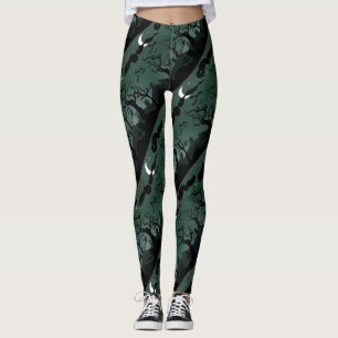 Schwarz-Graue Halloween-Friedhofslandschaft Leggings