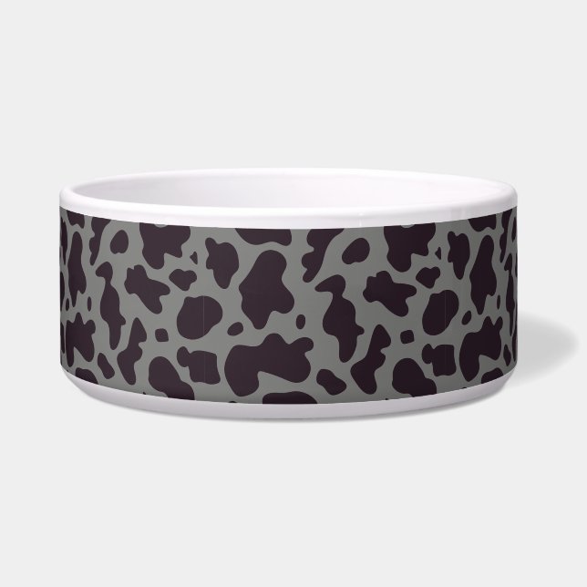 Schwarz-Graue Kuh Muster Print Napf (Vorderseite)