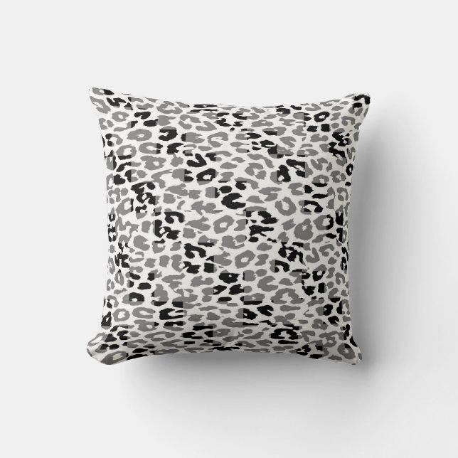 Schwarz-Graue Leopard-Druckmuster Kissen (Vorderseite)
