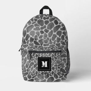 Schwarz-Graue Leopard-Druckmuster Monogramm Bedruckter Rucksack