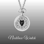 Schwarz-Graue Liebe Necklace Watch Armbanduhr<br><div class="desc">Necklace Watch Geschenk. Mit einer schwarzen Liebe Herz und Uhr Zahlen auf grauem Hintergrund.</div>