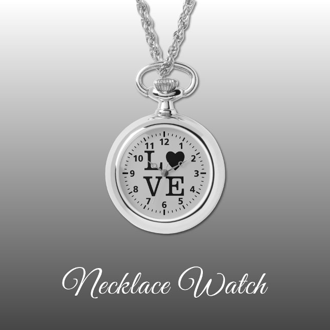Schwarz-Graue Liebe Necklace Watch Armbanduhr (Von Creator hochgeladen)