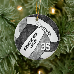 Schwarz graue Mannschaft färbt Mädchen Volleyball  Keramik Ornament
