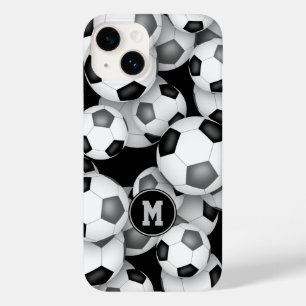 Schwarz graue Mannschaftsfarben lustige Fußballbäl Case-Mate iPhone 14 Hülle