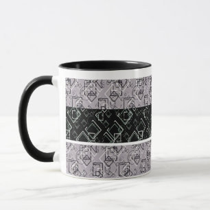 Schwarz-Graue Retromuster-Tasse Tasse