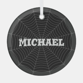 Schwarz Graue Spinnennetze Halloween Muster Ihr Na Ornament Aus Glas