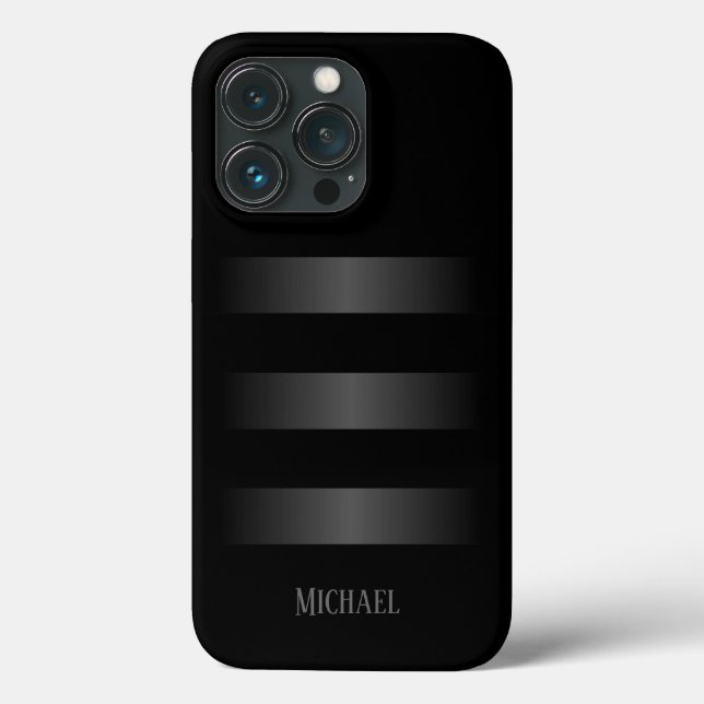 Schwarz-graue Streifen-Muster  Case-Mate iPhone Hülle (Rückseite)