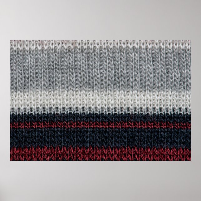 Schwarz-Graue Strickwolle mit rot-weißem Stift Poster (Vorne)