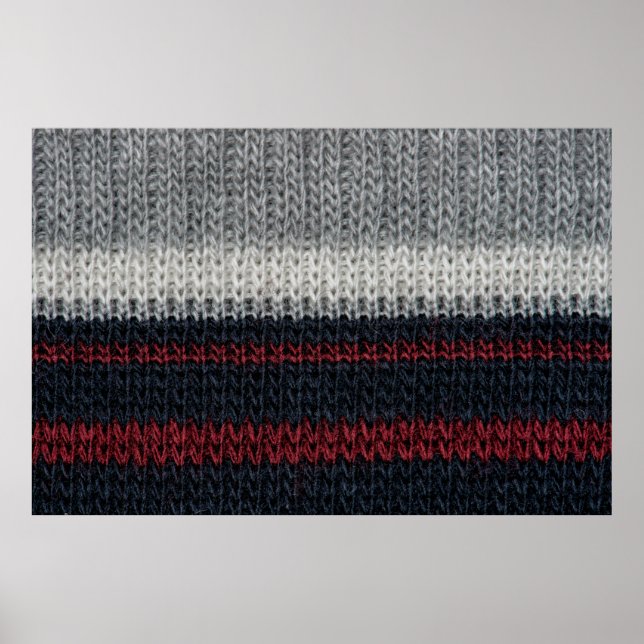 Schwarz-Graue Strickwolle mit rot-weißem Stift Poster (Vorne)