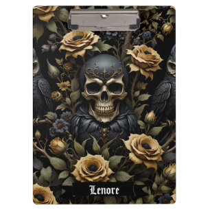 Schwarz-grauer Totenkopf Klemmbrett