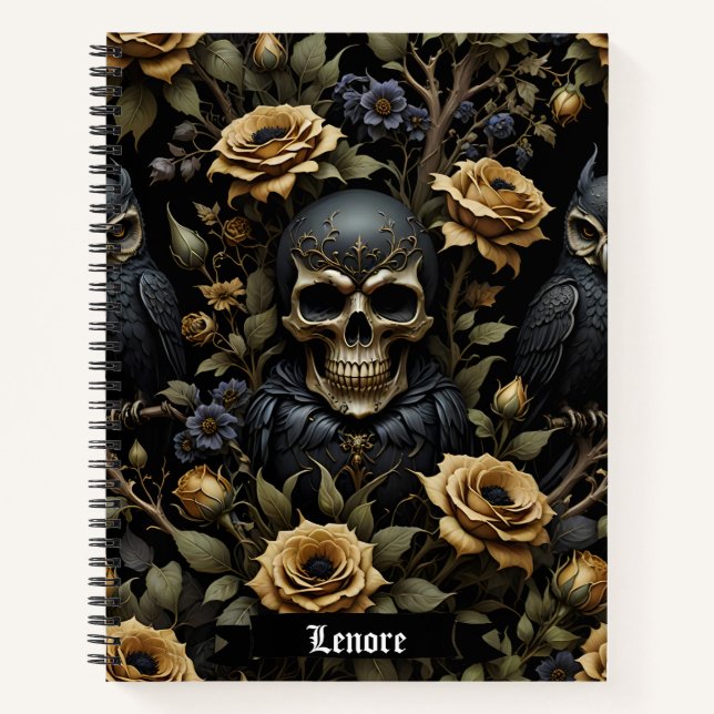Schwarz-grauer Totenkopf Notizbuch (Vorderseite)