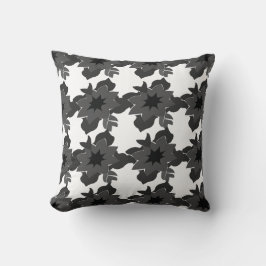 Schwarz-Graues Abstraktes Blumenmuster Kissen