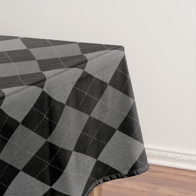 Schwarz-graues Argylemuster in Anthrazit Tischdecke (Beispiel)