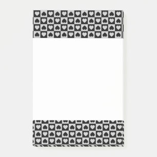 Schwarz-Graues Herzdesign Post-it Klebezettel