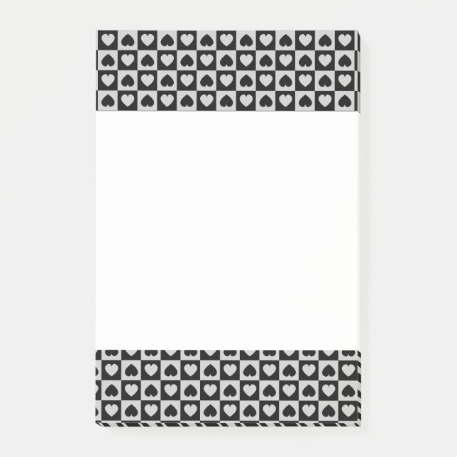 Schwarz-Graues Herzdesign Post-it Klebezettel (Vorderseite)