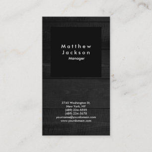 Schwarz & Graues Holz Modernes Schlichtes Beruflic Visitenkarte