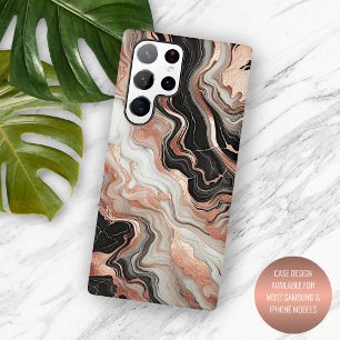 Schwarz Graurosa Rose Gold Weißer Marmor Art Muste Samsung Galaxy Hülle