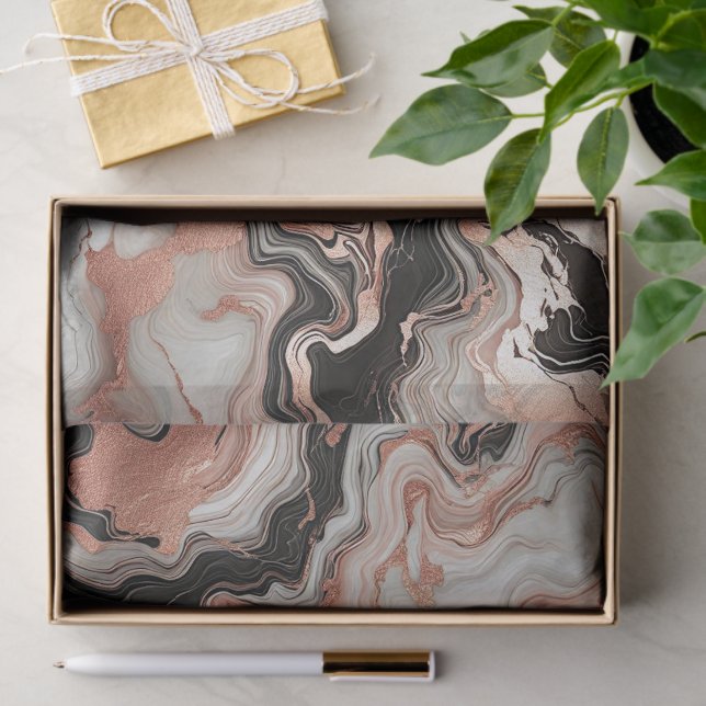 Schwarz Graurosa Rose Gold Weißer Marmor Art Muste Seidenpapier (Geschenk)