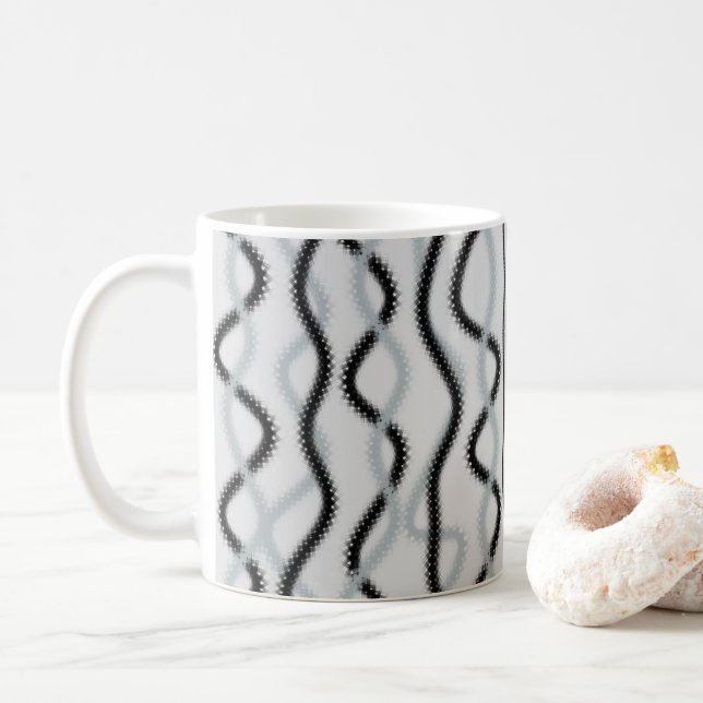 Schwarz-Grauwellen Kaffeetasse (Mit Donut)