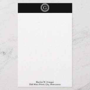 Schwarz-Griechischer Schlüsselrahmen, erstes Monog Briefpapier