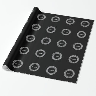 Schwarz-Griechischer Schlüsselrahmen, erstes Monog Geschenkpapier