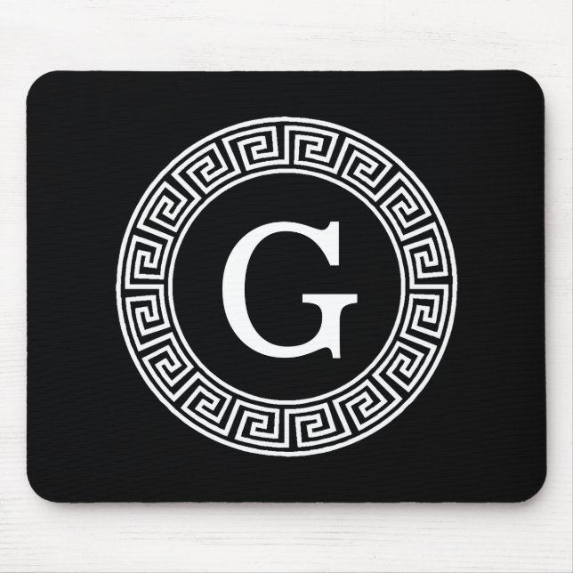 Schwarz-Griechischer Schlüsselrahmen, erstes Monog Mousepad (Vorne)