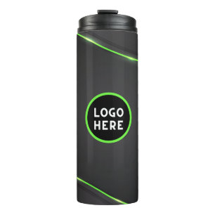 Schwarz-Grün-Abstrakte Fluid-Design Logo hinzufü Thermosbecher