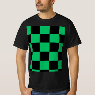 Schwarz & Grün Anime-Stil Muster T-Shirt