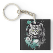 Schwarz-Grün-Astronaut-Katzendesign