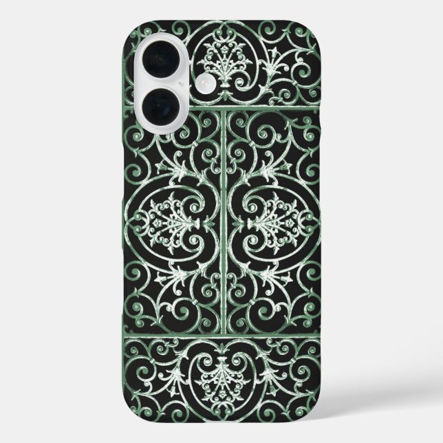 Schwarz-grün-Blättermuster Case-Mate iPhone Hülle (Rückseite)