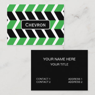 Schwarz Grün Chevron Streifen Visitenkarte