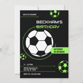 Schwarz-Grün-Fußball-Geburtstag Einladung