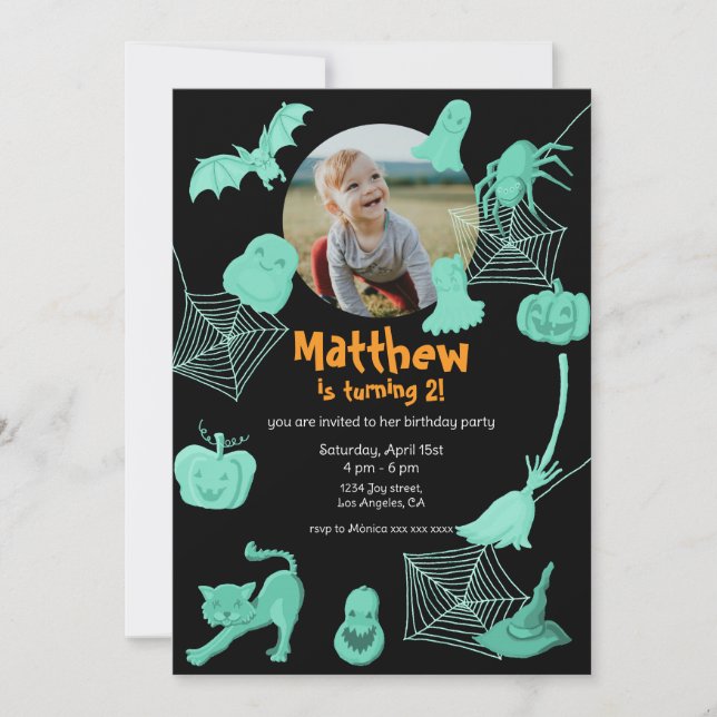 Schwarz-Grün-Geburtstagsfeier Einladung (Vorderseite)