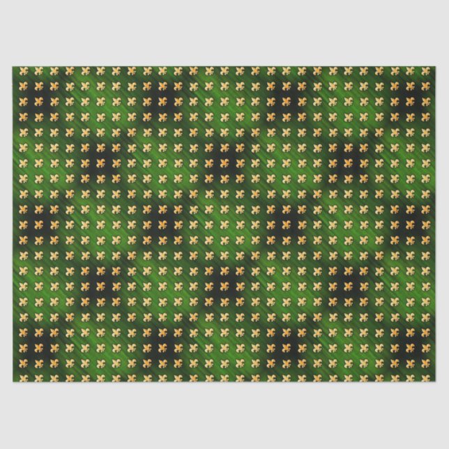 Schwarz-Grün-Hintergrund mit Gold-Lilie Seidenpapier (Vorderseite)