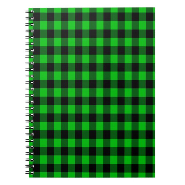 Schwarz-Grün-Karo-Notebook Notizblock (Vorderseite)