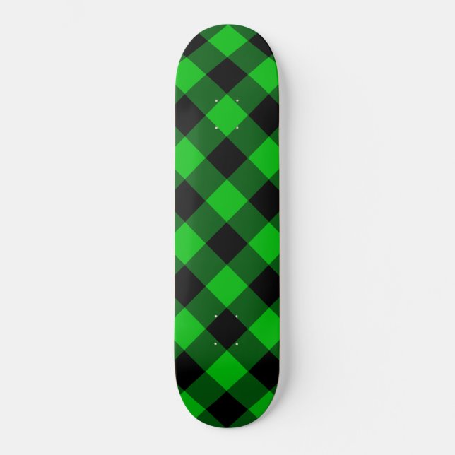 Schwarz-Grün-Karo-Skateboard Skateboard (Vorderseite)