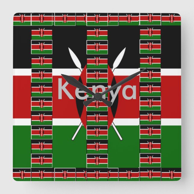 Schwarz-Grün-Kunstmuster Quadratische Wanduhr (Vorderseite)