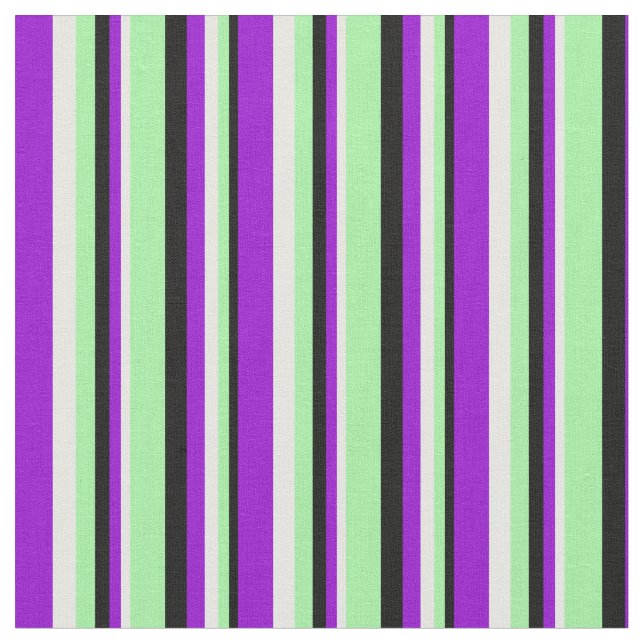 Schwarz, Grün, Minzcreme und dunkles Violetmuster Stoff (Nahaufnahme)