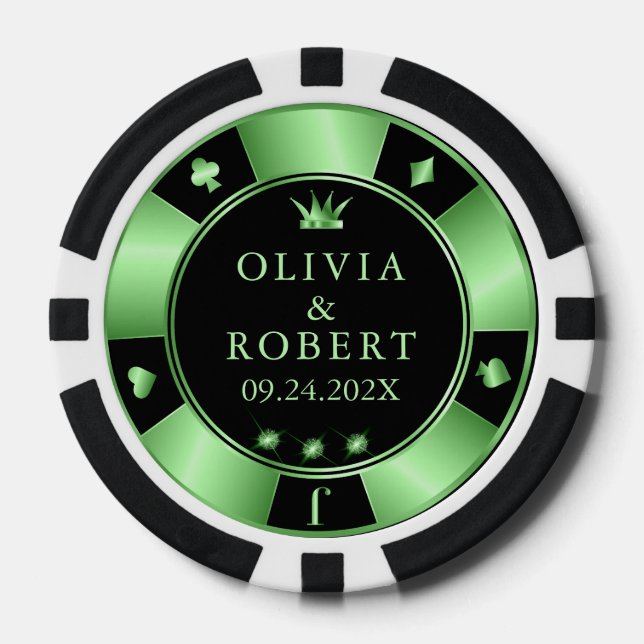 Schwarz-Grün-Poker-Chips Pokerchips (Vorderseite)