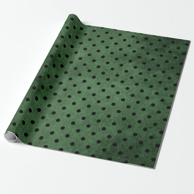 Schwarz-Grün-Polka-Dot drucken Geschenkpapier (Ungerollt)