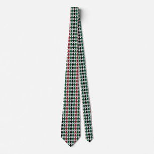 Schwarz Grün Rot Argyle-Muster Krawatte